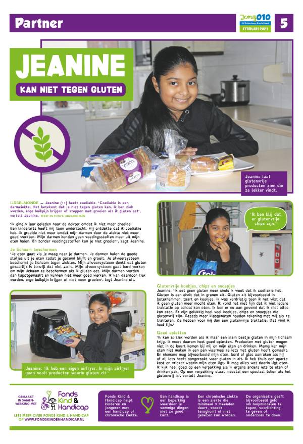 de pagina van Fonds Kind & Handicap in de kinderkrant